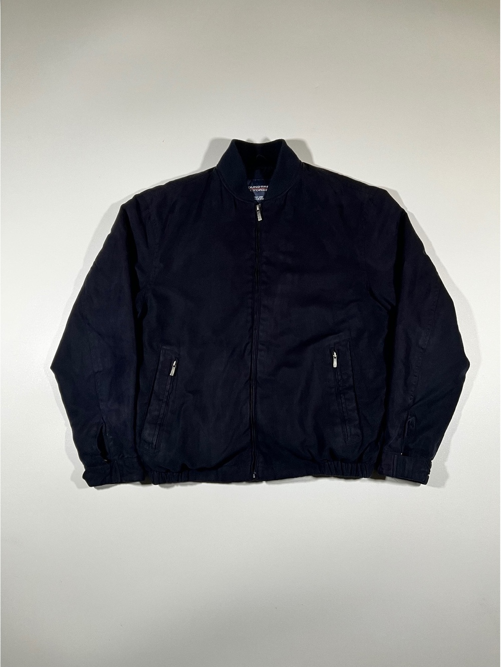 Roundtree & Yorke Navy Bomber Jacket Men's Fully Lined Zip-Up Casual Coat